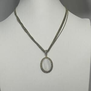 Chico's burnished gold tone pendant necklace with mother of pearl jewelry